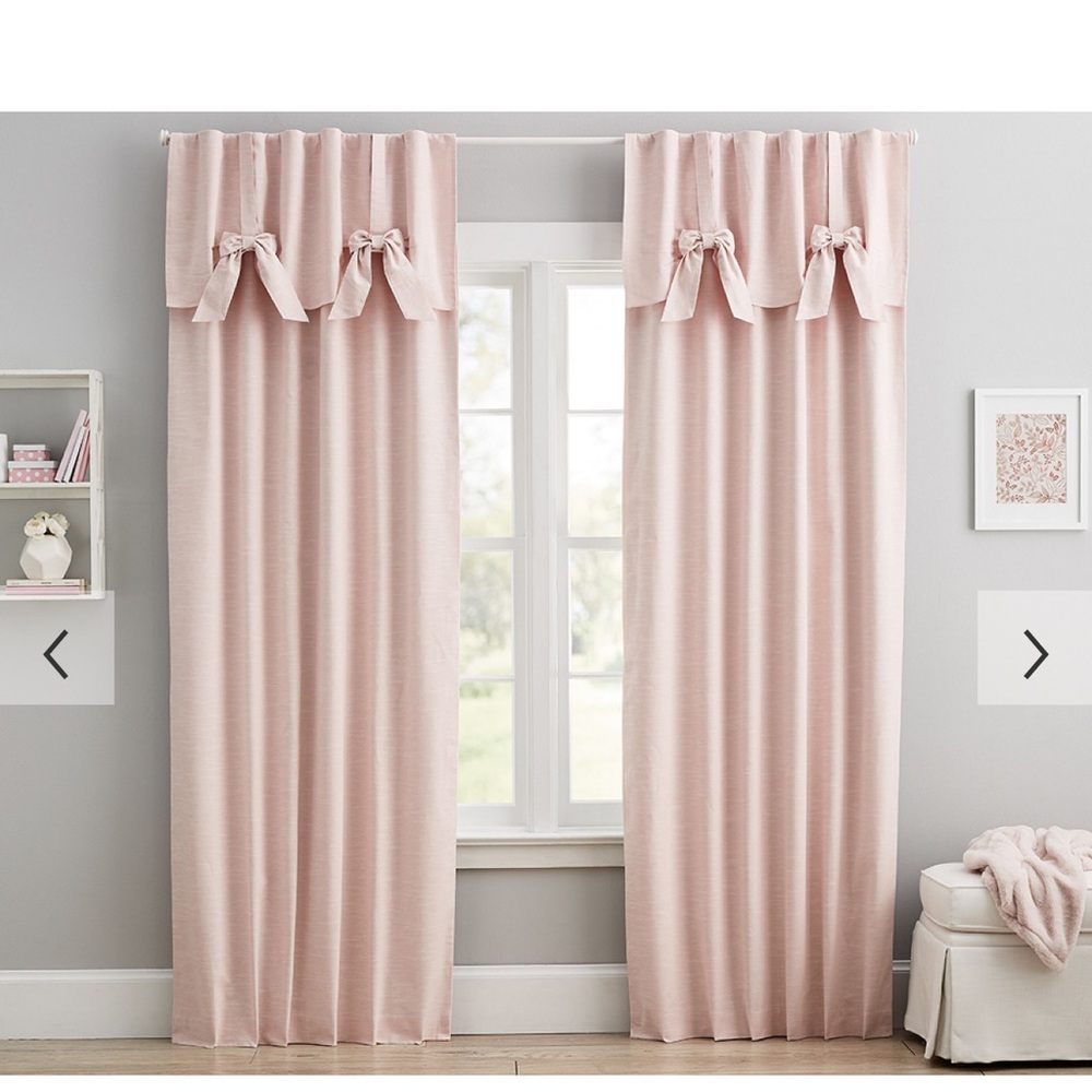Evelyn Bow Valance Curtain, 96", Blush